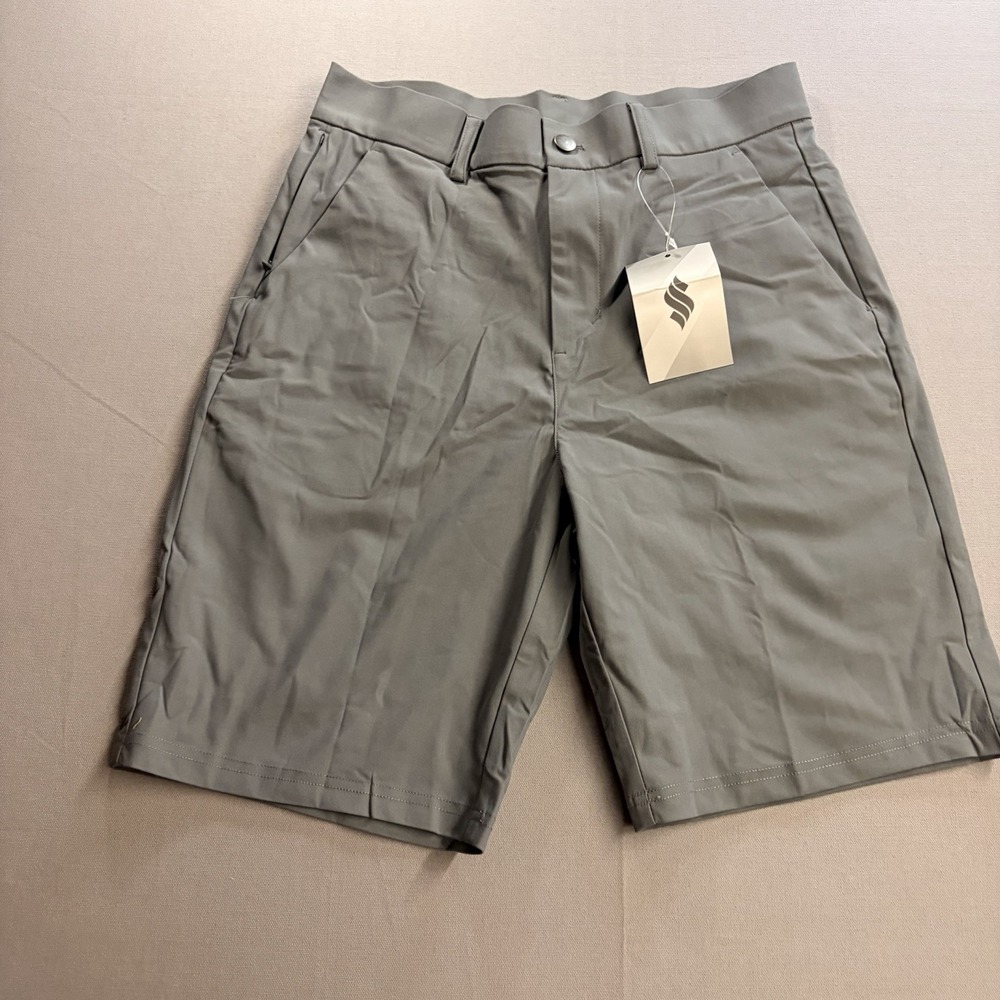 Soothfeel Mens Shorts 30W Gray Performance Golf Chino Flat Front NWT